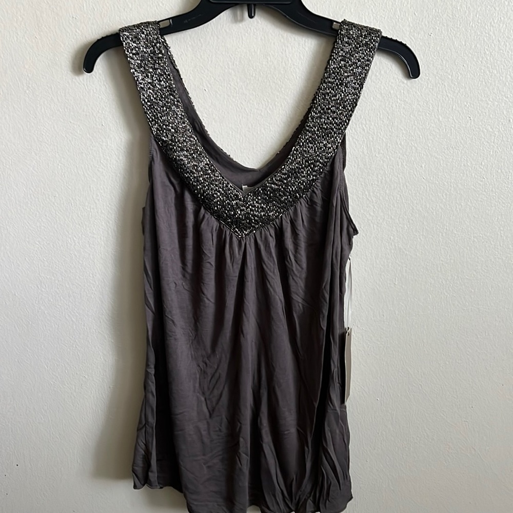Matty M, V neck sequined tank top.